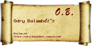 Odry Balambér névjegykártya
